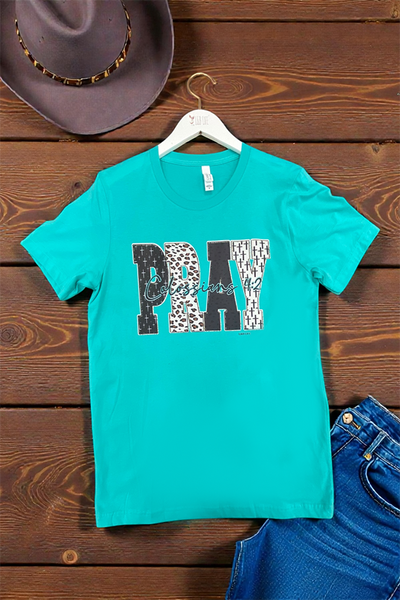 BC DTF PRAY TEE - TURQUOISE