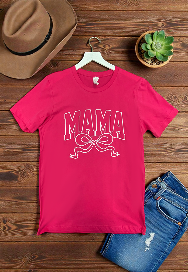 BC DTF MAMA BOW TEE - FUSHIA PINK