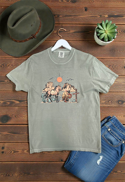 CC DTF PRAYING CROSS TEE - BAY