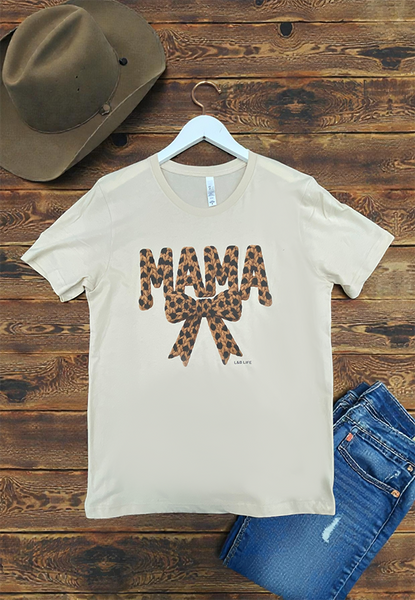 BC DTF MAMA LEO BOW TEE - TAN