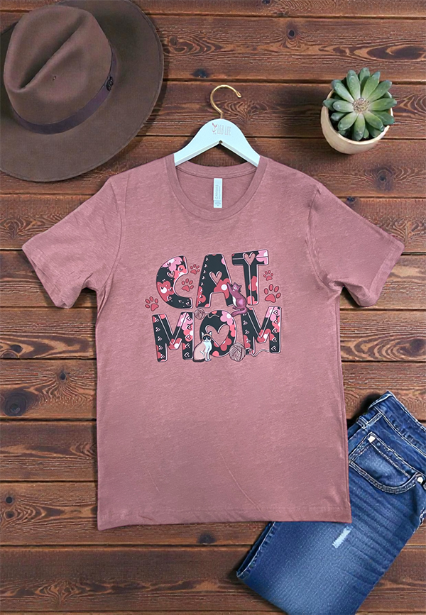 BC DTF CAT MOM TEE - MAUVE