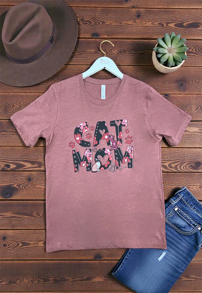 BC DTF CAT MOM TEE - MAUVE