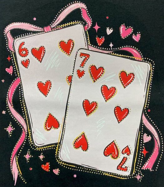 Valentine Playing Cards DTF Transfer with Rhinestones