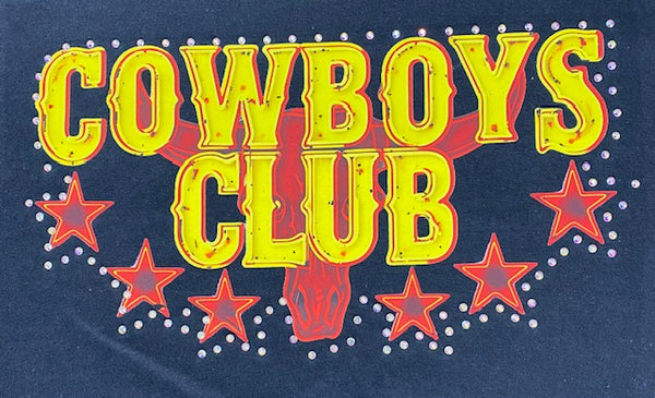 “Cowboys Club” Western DTF Transfer with Rhinestones