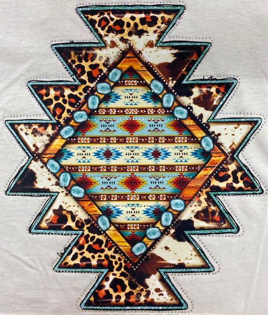 “Southwest Leopard Aztec” Rhinestone DTF Transfer