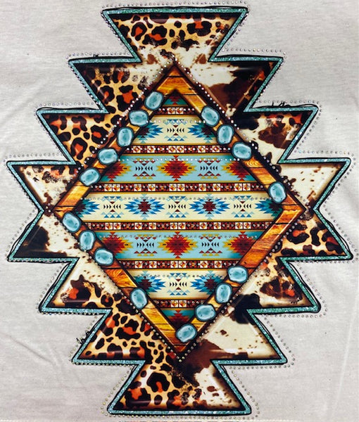“Southwest Leopard Aztec” Rhinestone DTF Transfer