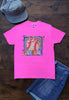 CC DTF CHECKER SOFTBALL TEE - NEON PINK