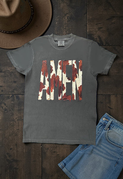 CC DTF COWHIDE AMEN TEE - CHARCOAL