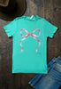 BC DTF PINK BOW TEE - TURQUOISE