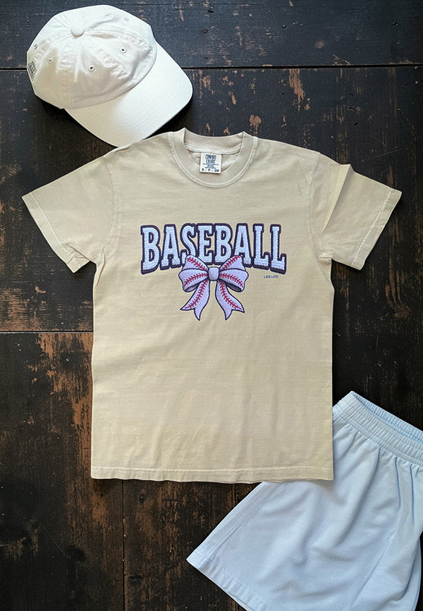 CC DTF BASEBALL BOW TEE - IVORY