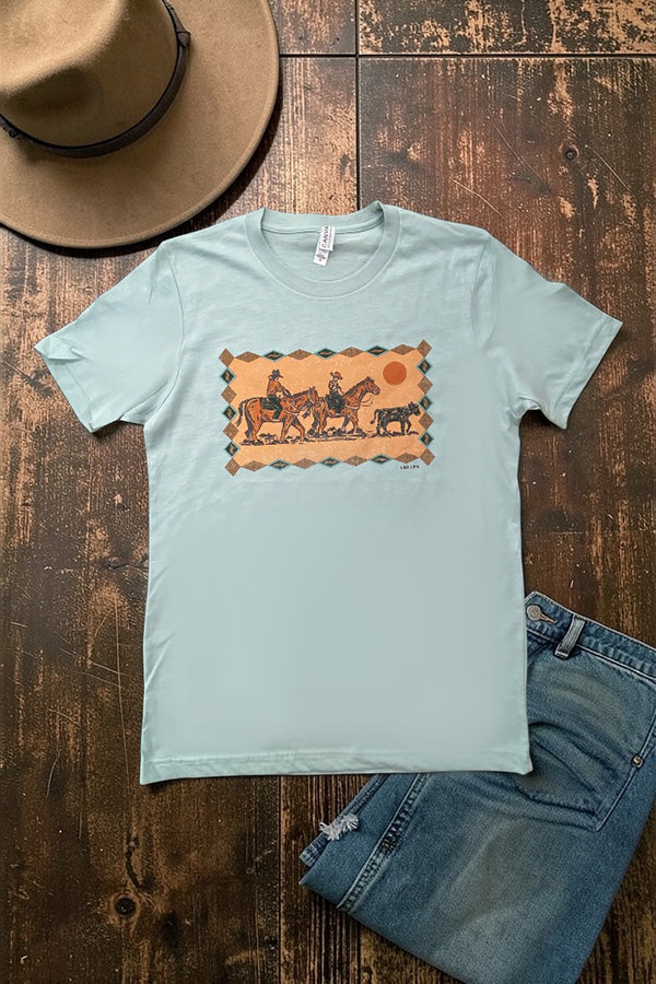 BC DTF COWBOY STAMP TEE - DUSTY BLUE