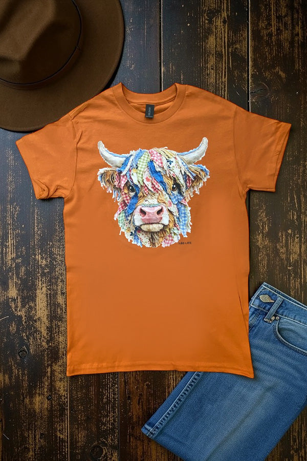 GILDIAN DTF QIULT COW TEE - TEXAS ORANGE
