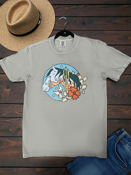 CC DTF CIRCLE HORSE TEE - GREY