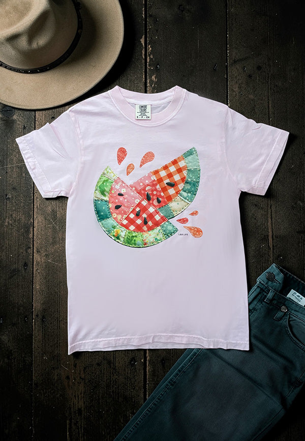 CC DTF QUILT WATERMEON TEE - PINK
