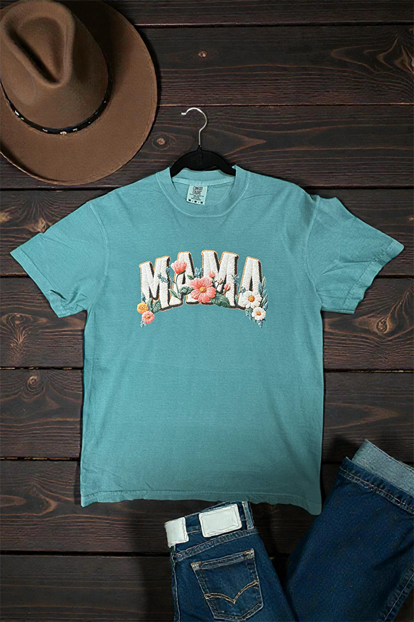 CC DTF MAMA FLOWERS TEE - CHALKY MINT