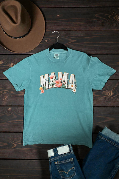 CC DTF MAMA FLOWERS TEE - CHALKY MINT