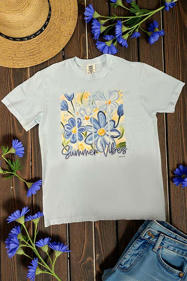 CC DTF SUMMER VIBES TEE- CHAMBRAY