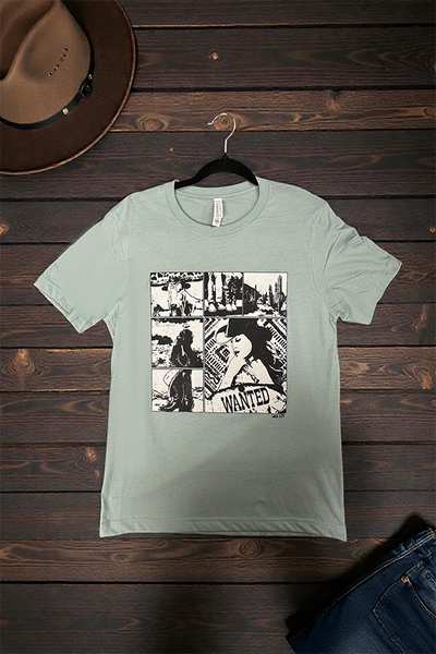 BC DTF WANTED COWGIRL TEE - STORM