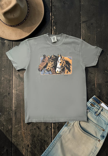 CC DTF 3 HORSES TEE - GREY