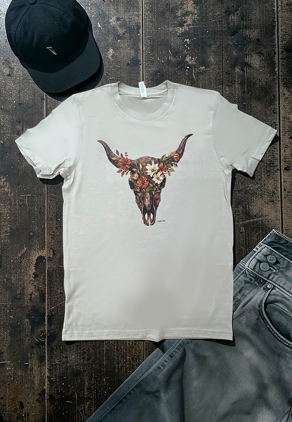 BC DTF FLORAL STEER TEE - TAN