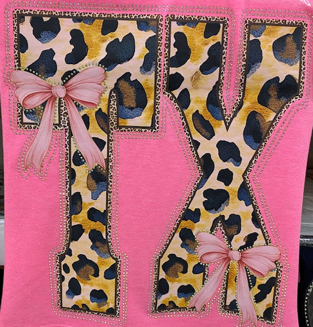 “Leopard TEX Bow” DTF Transfer with Rhinestones