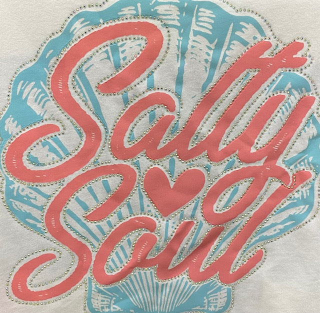 “Salty Soul Coastal” DTF Transfer with Rhinestones