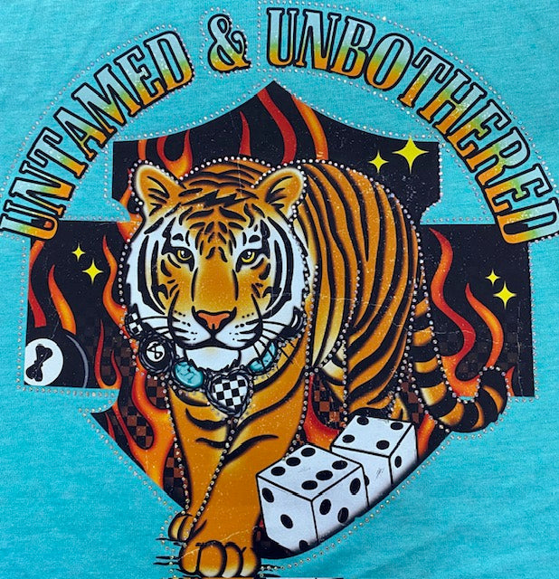 “Untamed &Unbothered Tiger” DTF Transfer with Rhinestones
