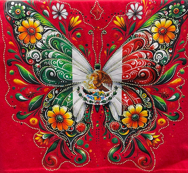 Mexican Butterfly DTF Transfer with Rhinestones