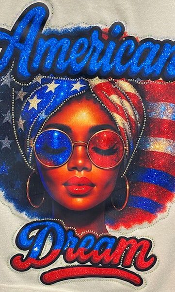 American Dream DTF Transfer with Rhinestones