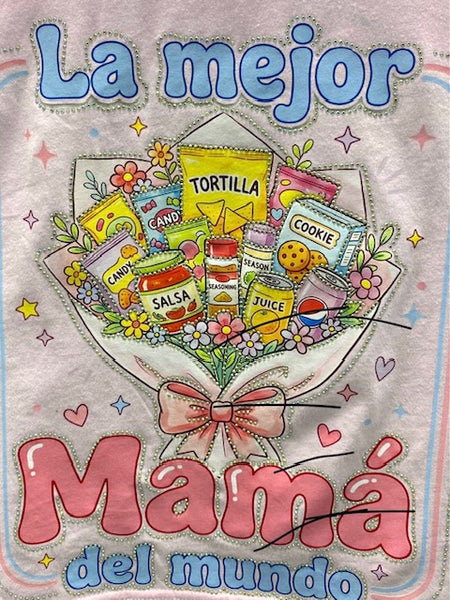 La Mejor Mamá del Mundo” DTF Transfer with Rhinestones