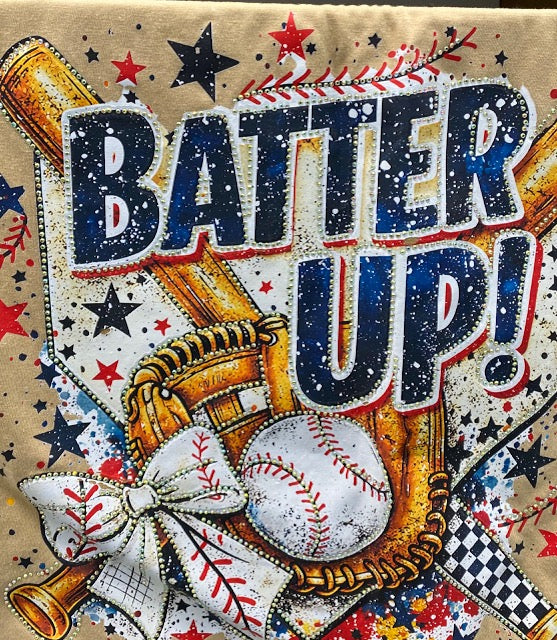 “Batter Up!” DTF Transfer with Rhinestones