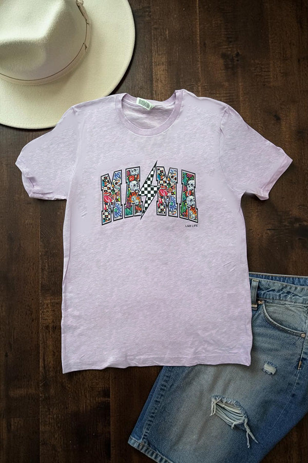 BC DTF MAMA SKULL TEE - LAVENDER