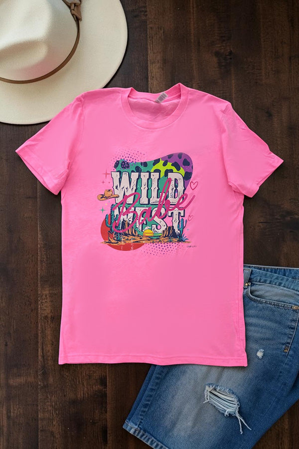 BC DTF WILD BABE TEE - NEON PINK