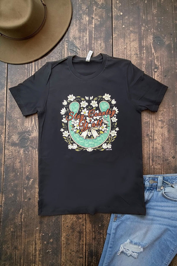 BC DTF STAY COUNTRY TEE - BLACK