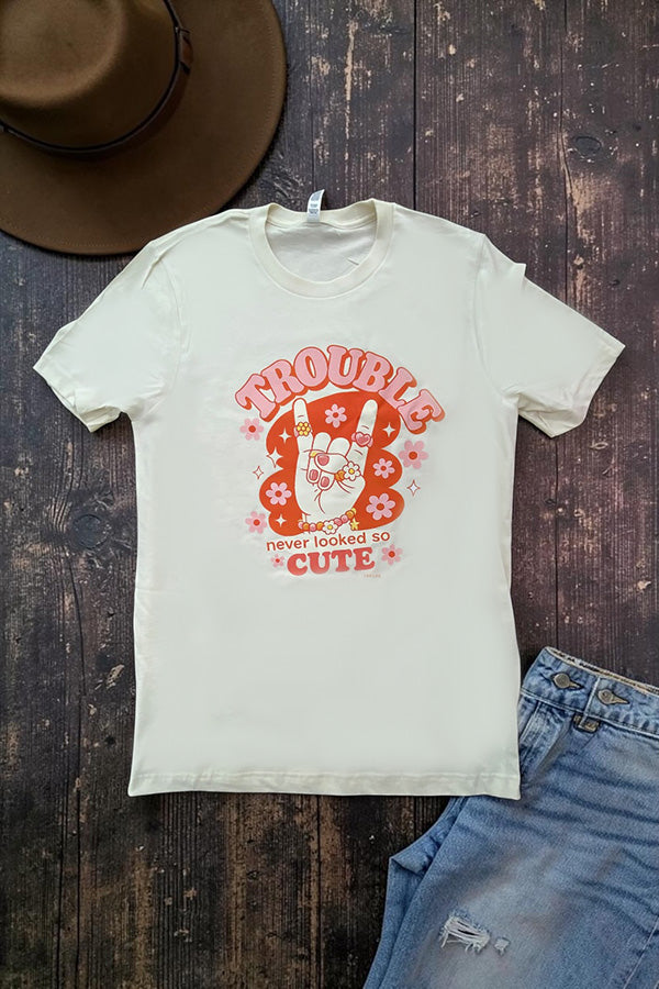 BC DTF TROUBLE TEE - CREAM