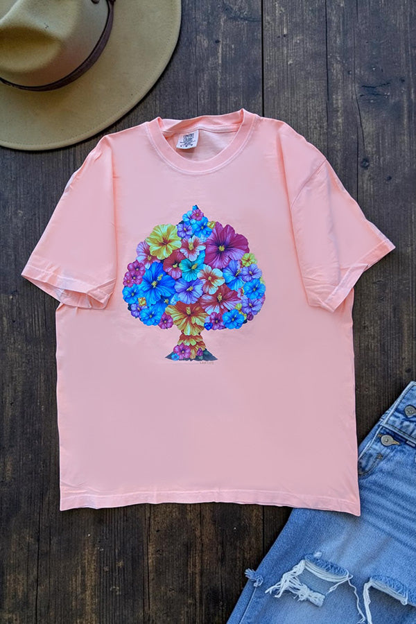 CC DTF FLORAL ACE TEE - NEON CANTALOPE