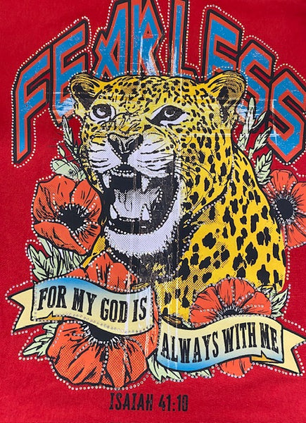 FearlessFor My God Is Always With Me” DTF Transfer with Rhinestones