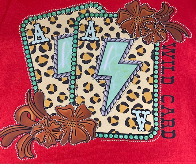 Wild Card" DTF Transfer with Rhinestones