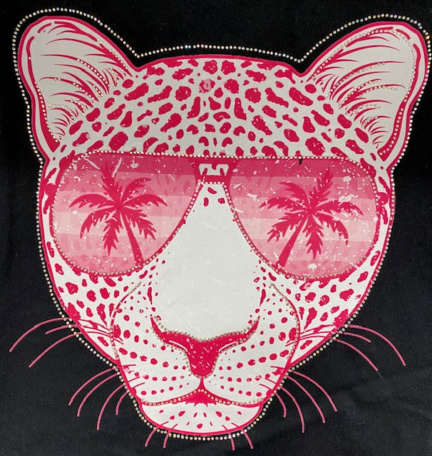 Pink Leopard Sunglasses Rhinestone DTF Transfer