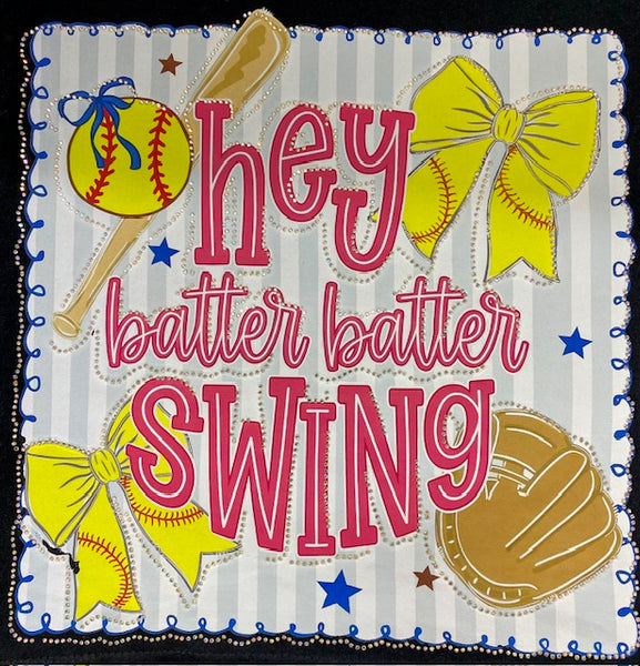 "Hey Batter Batter Swing" Rhinestone DTF Transfer