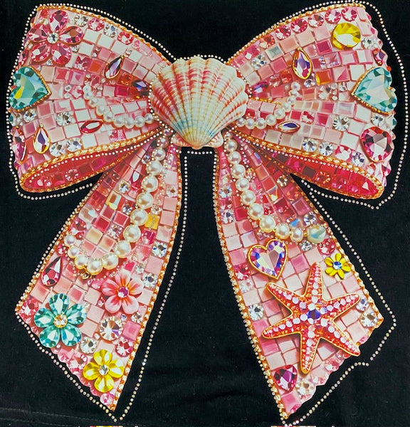 Coastal Pearl Bow Rhinestone DTF Transfer