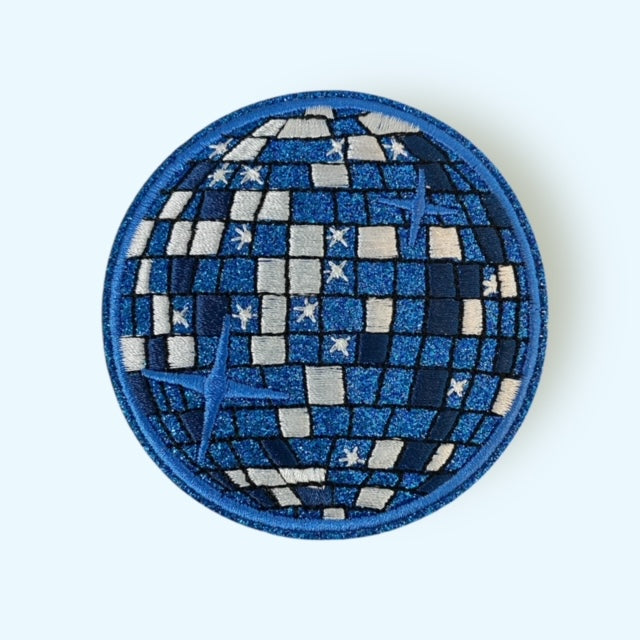 BLUE GLITTER DISCO HAT PATCH