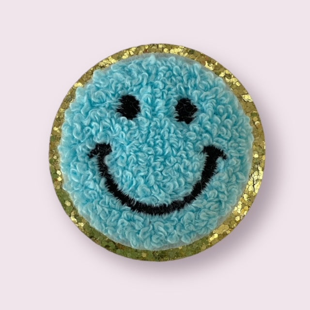 SKY BLUE SMILEY HAT PATCH