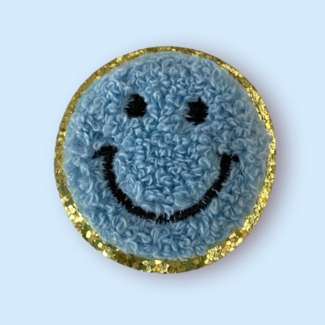 BABY BLUE SMILEY HAT PATCH