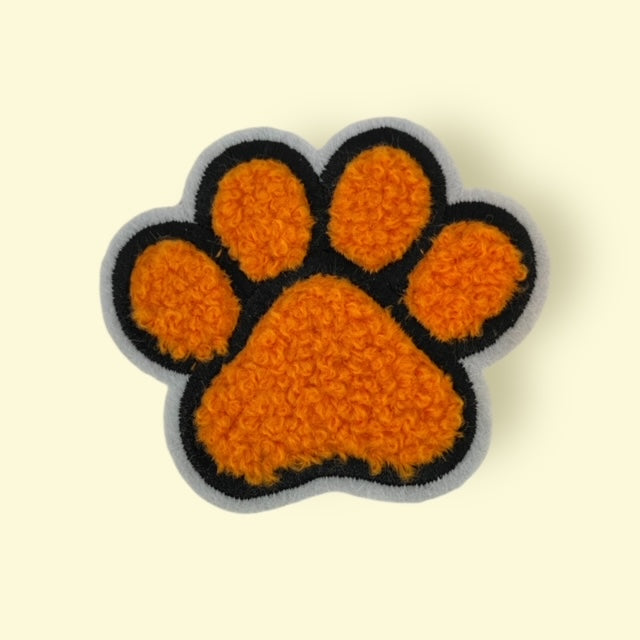 ORANGE PAW BLACK OUTLINE HAT PATCH