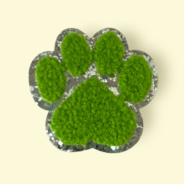 LIME GREEN PAW HAT PATCH