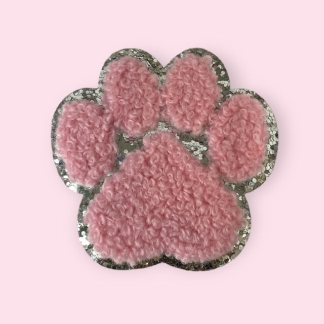 PINK/SILVER PAW HAT PATCH