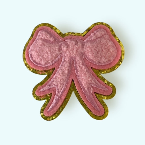 PINK/GOLD BOW HAT PATCH