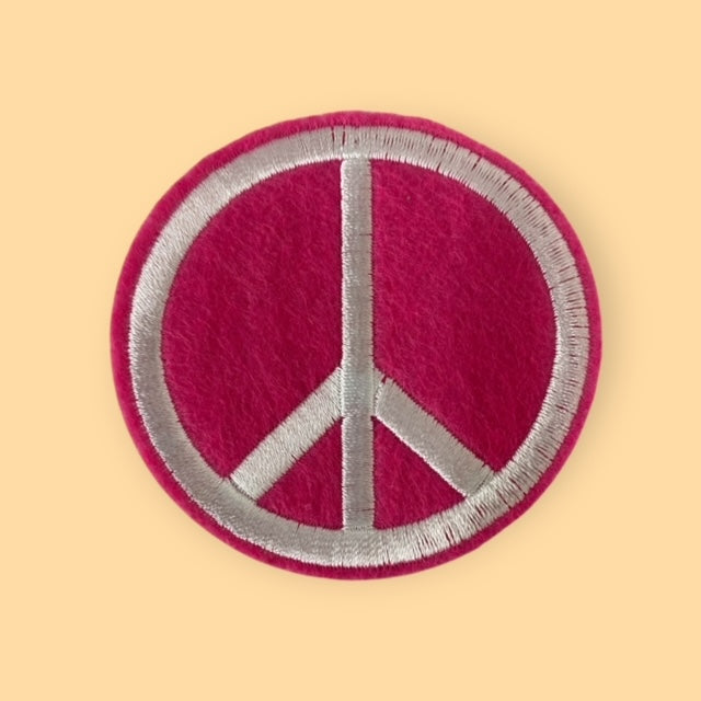 PINK PEACE SIGN HAT PATCH