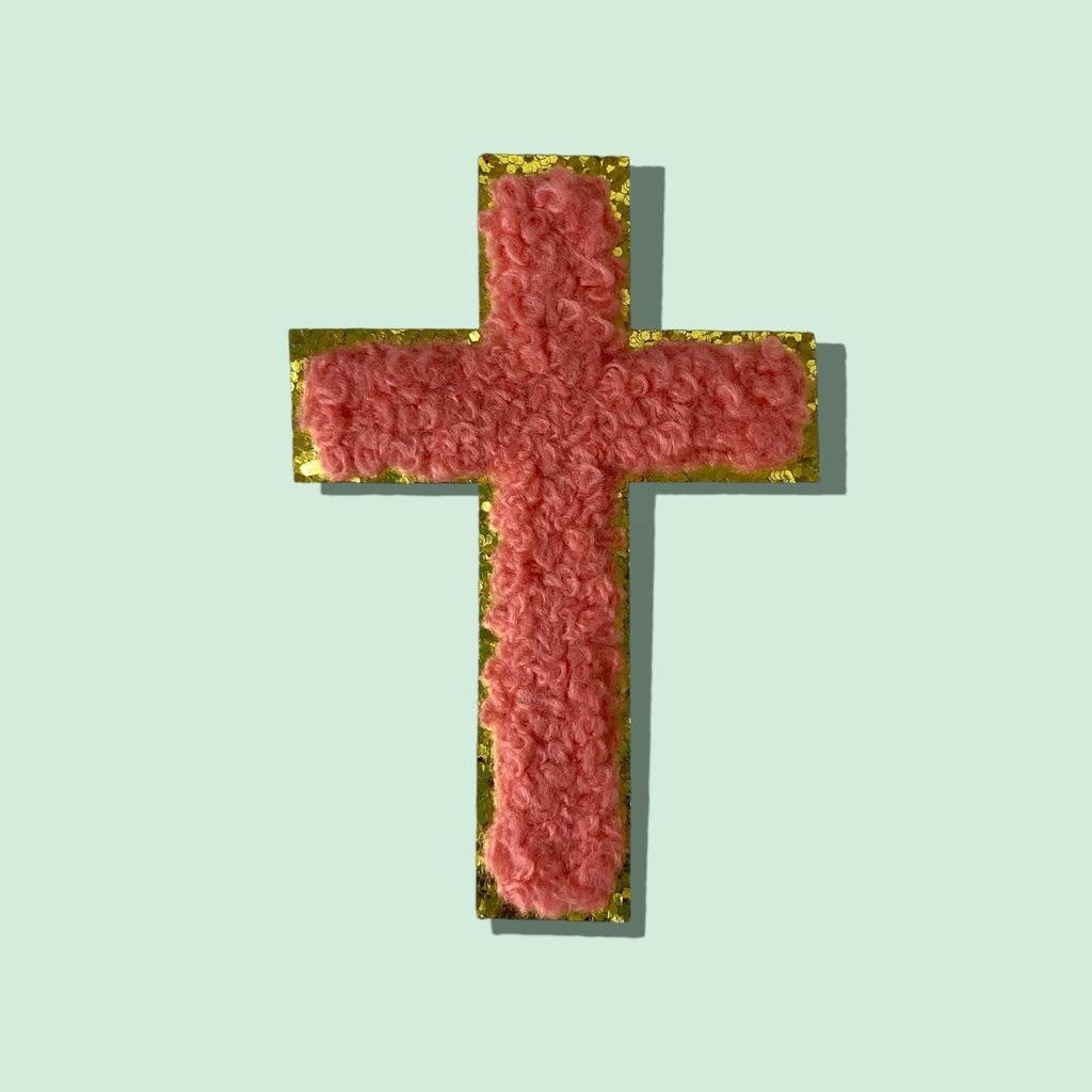 PINK CROSS HAT PATCH